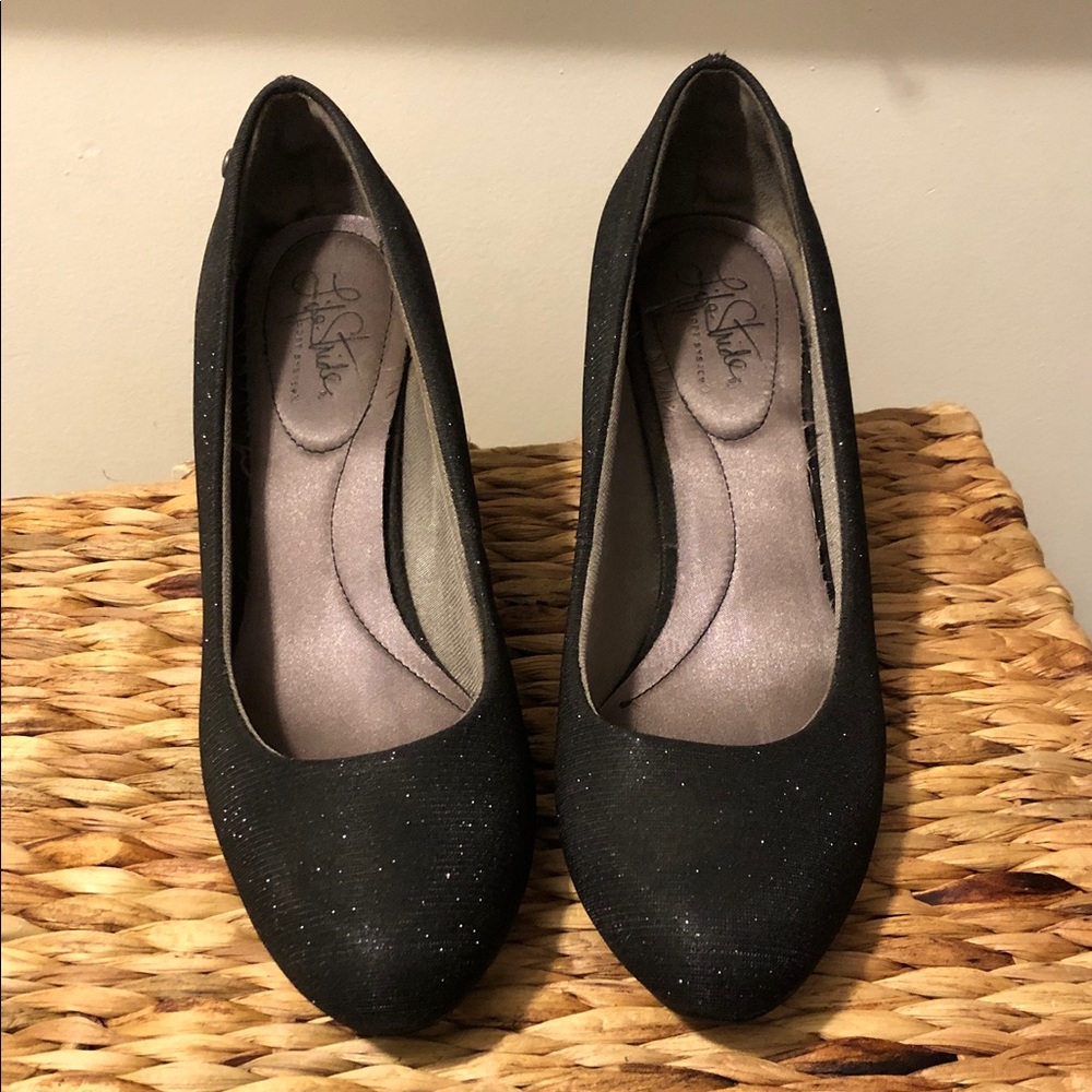Lifestride Black Sparkle Heels